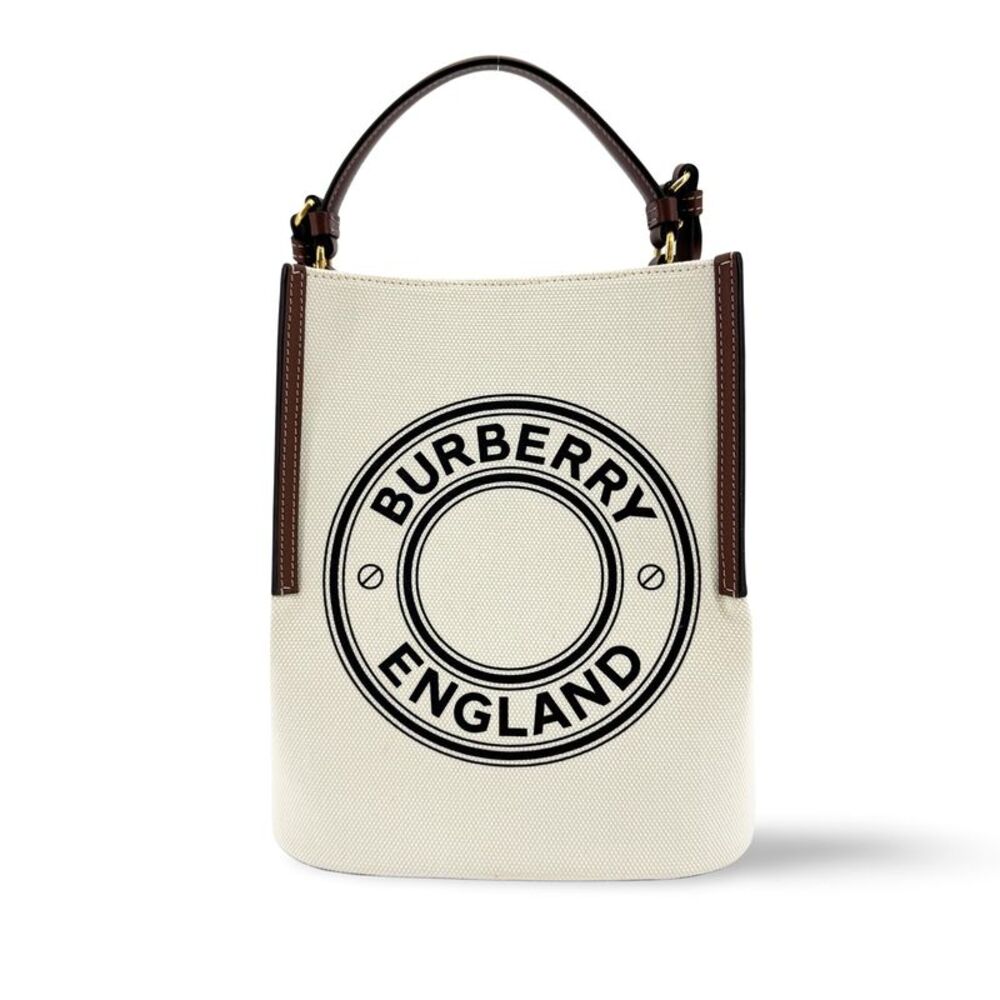 Burberry Peggy Logo Bucket Canvas Beige Canvas Handbag